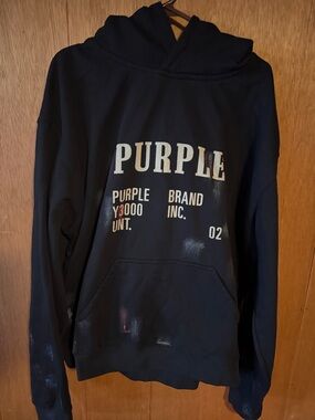 Purple Brand Black Pullover Hoodie - 'PURPLE' Graphic